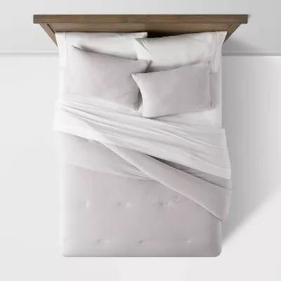 Washed Cotton Sateen Comforter and Sham Set - King
