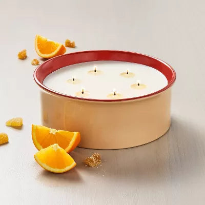 Two-Tone Ceramic Sunkissed Ginger Jar Candle Tan/Red