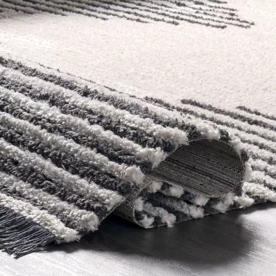 Morgan Contemporary Diamond Soft Shag Fringe Indoor Area Rug - 7'10"x10'