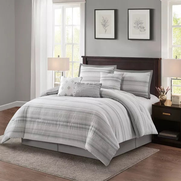 7pc Gamla Comforter Set Gray - Queen