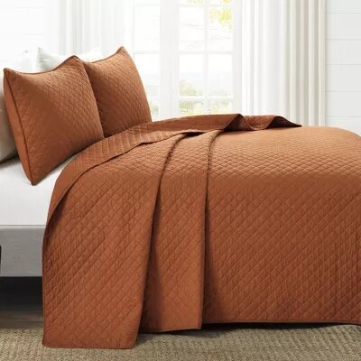Ava Diamond Oversized Cotton Quilt Set - Full/Queen