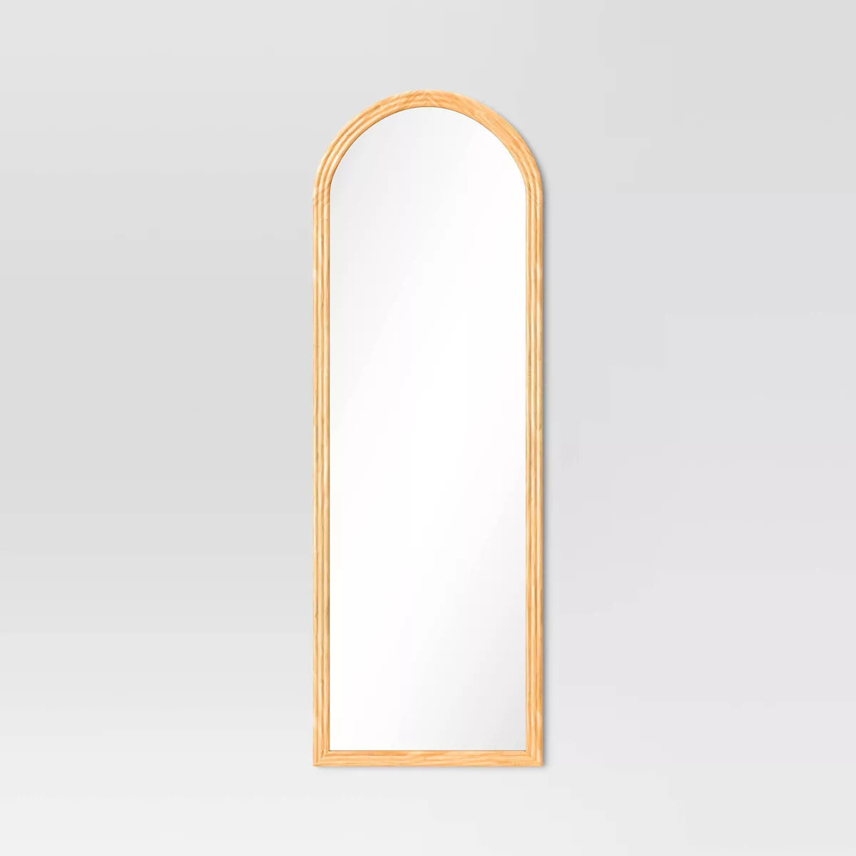 22" x 65" Fluted Arch Floor Mirror Light Natural - Threshold™: Pine Frame, No Assembly Required SHOWROOM ITEM
