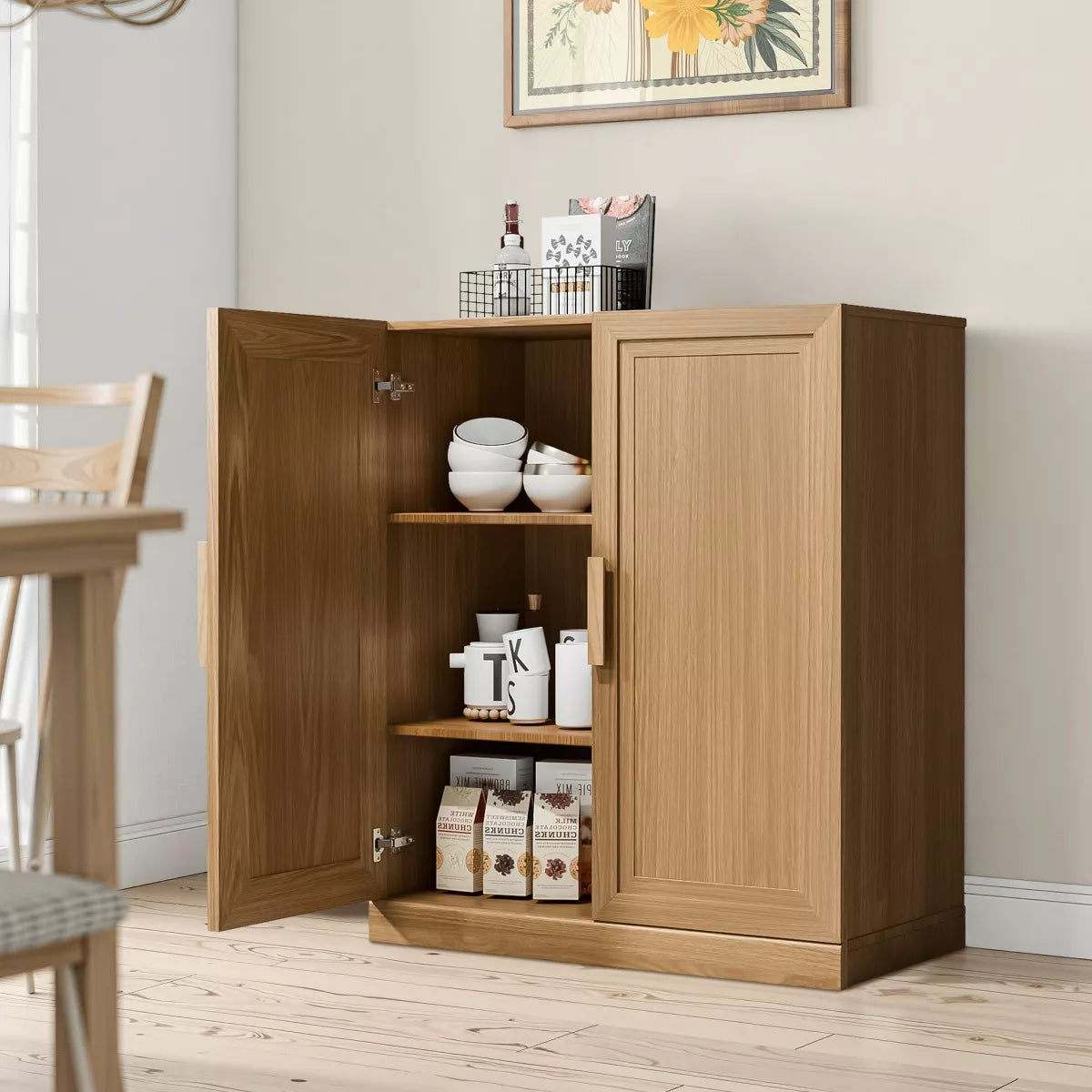 Adam Black Wood Grain Storage Cabinet C
