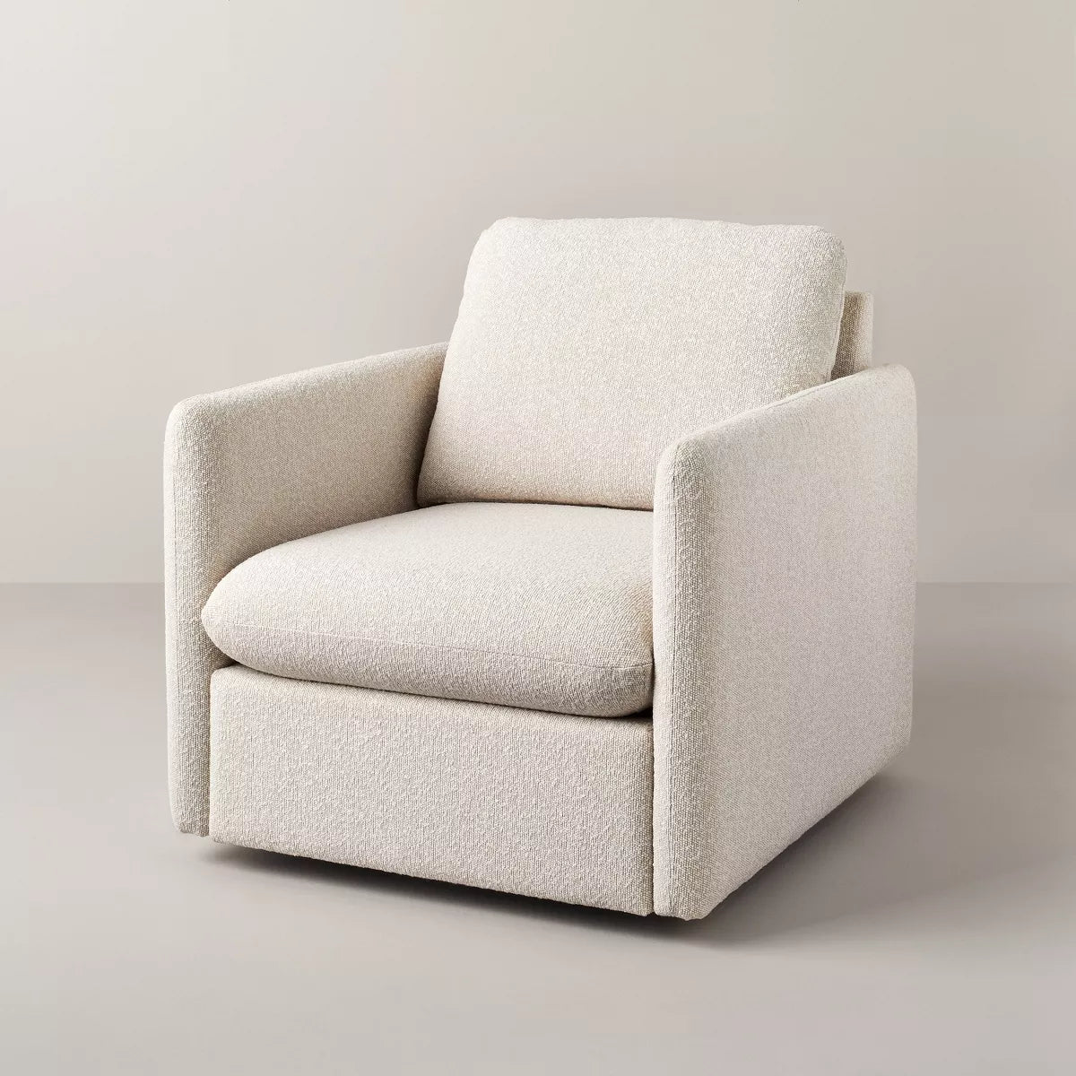Boucle Upholstered Swivel Arm Chair