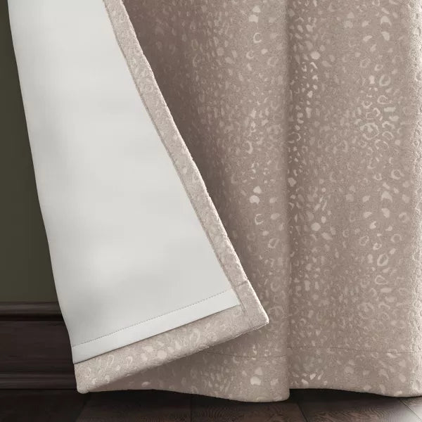 Blackout Embossed Velvet Curtain Panel Brown