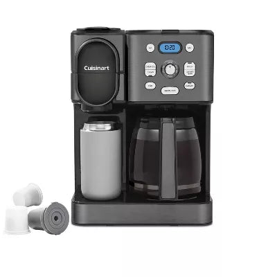 Coffee Center 2-IN-1 Coffee Maker and Single-Serve Brewer -Black Stainless Steel- Programmable K-Cup & Ground Coffee Machine