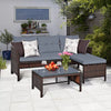 3PCS Patio Wicker Rattan Sofa Set Outdoor Sectional Conversation Set