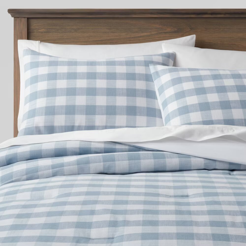 Yarn-Dyed Gingham Comforter & Sham Set - King Plus