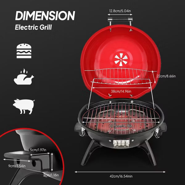 Electric Grill with Temperature Control, Double Layer Design