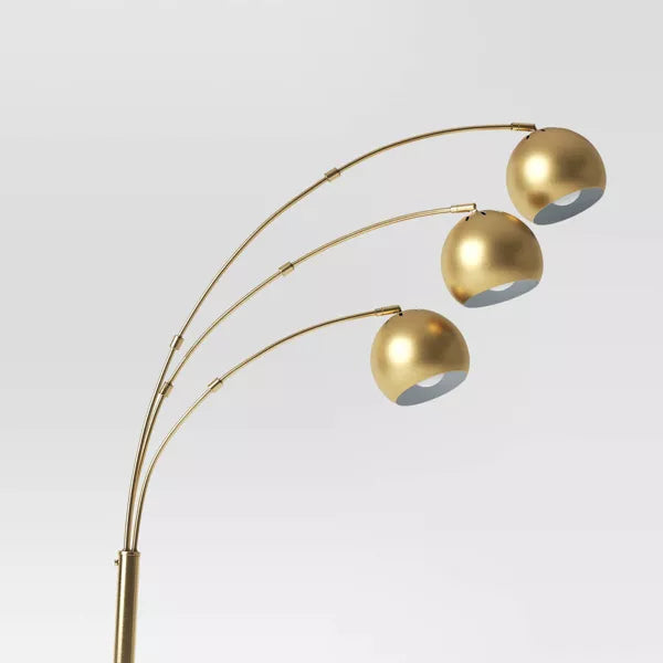 Span 3-Head Metal Globe Floor Lamp Brass