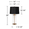 Table Lamp Fillable High Clear Glass Gold Cylinder White Hardback Drum Shade Nightstand