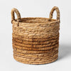 Large Natural Woven Round Basket -  Off-White Decorative Blanket Basket, Abaca, Renewable Material