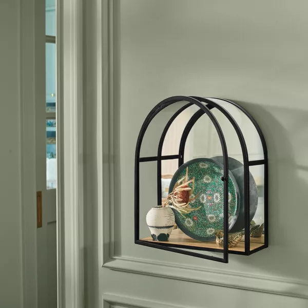 12"x14" Arched Mirrored Display Box - Black SHOWROOM ITEM