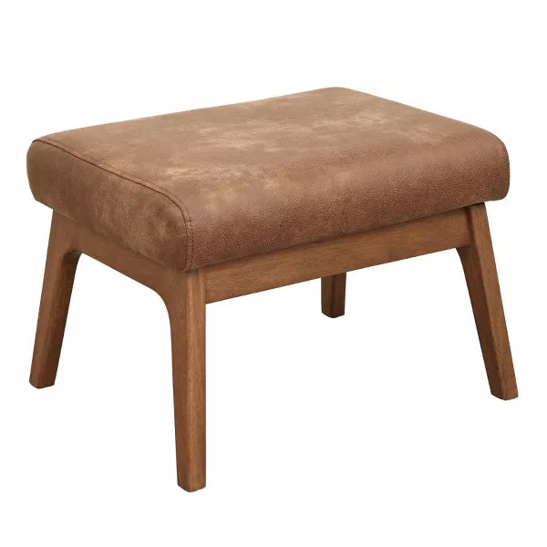Buylateral Bianca Mid Century Modern Faux Leather Ottoman SHOWROOM ITEM