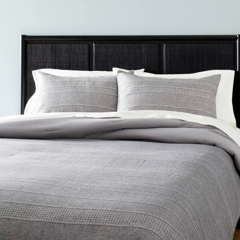 3pc Pickstich Stripe Comforter Bedding Set - King