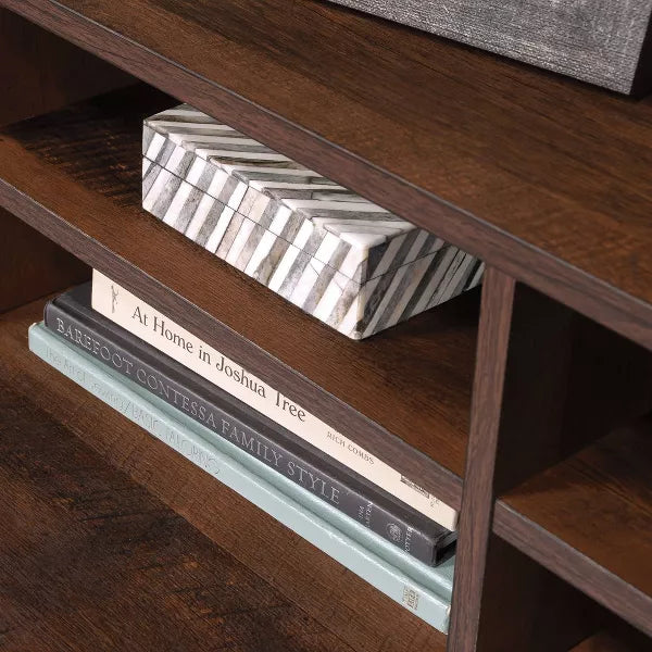 Briarbrook Library Hutch Barrel Oak - Industrial Design, Metal Frame, Open Storage & Shelf