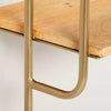 Wood & Brass Decorative 3-Tier Wall Shelf - Farmhouse Style, No Assembly, Iron Frame