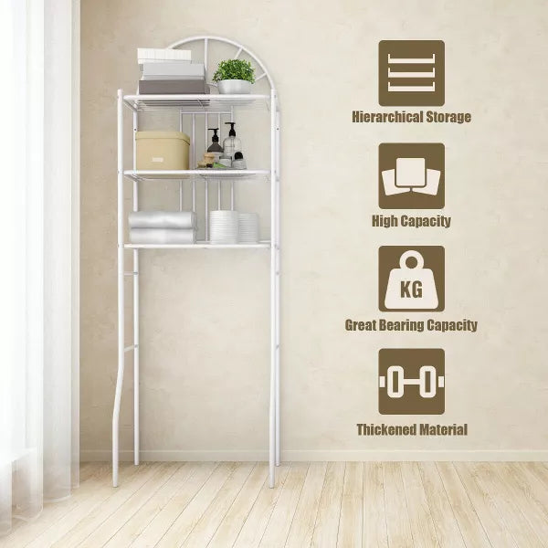 3 Shelf Over The Toilet Bathroom Space Saver Towel Storage Rack Organizer White