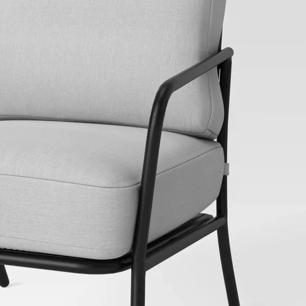 1 Piece Metal Mesh Outdoor Patio Chairs with Double Cushions, Club Chairs Black