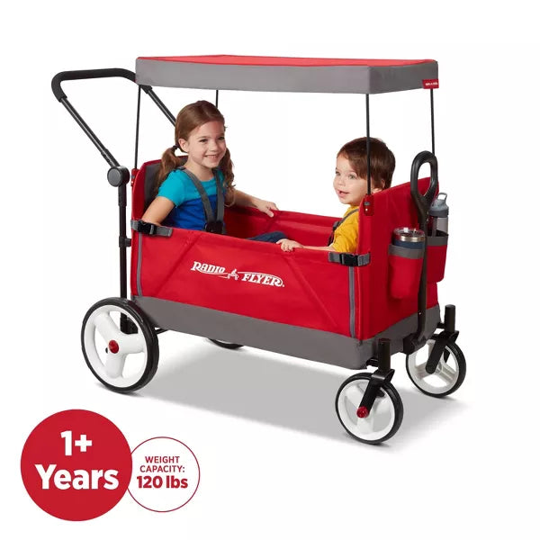 Convertible Kid and Cargo Stroller Wagon with Canopy
