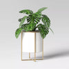 2pc Iron Indoor Outdoor Planter Pot with Stand White/Brass