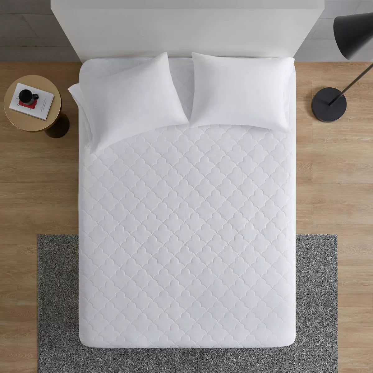 All Natural Cotton Percale Quilted Mattress Pad White - King