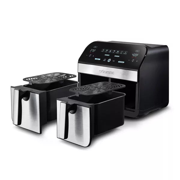 Dual Basket Digital Air Fryer with Smart Finish & Match Cook Black Stainless Steel