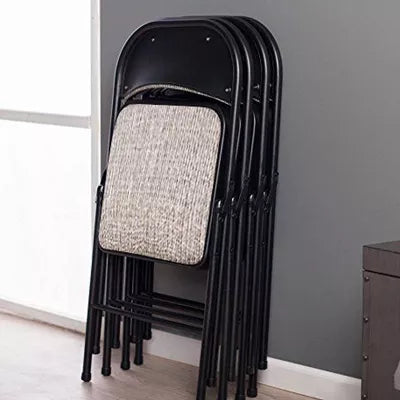 4-Pack of Sudden Comfort Deluxe Fabric Padded Folding Dinning Chairs Seat and Non Marring Leg Caps, Brown
