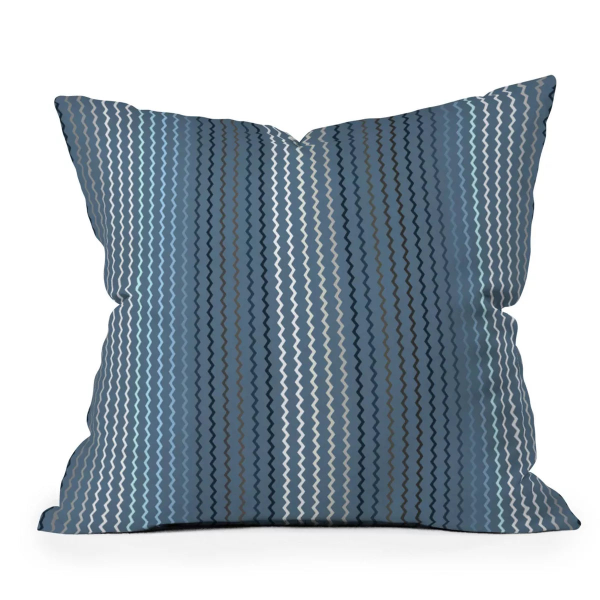 16"x16" Zig Zag Stripes Outdoor Throw Pillow - Blue/Gray SHOWROOM ITEM