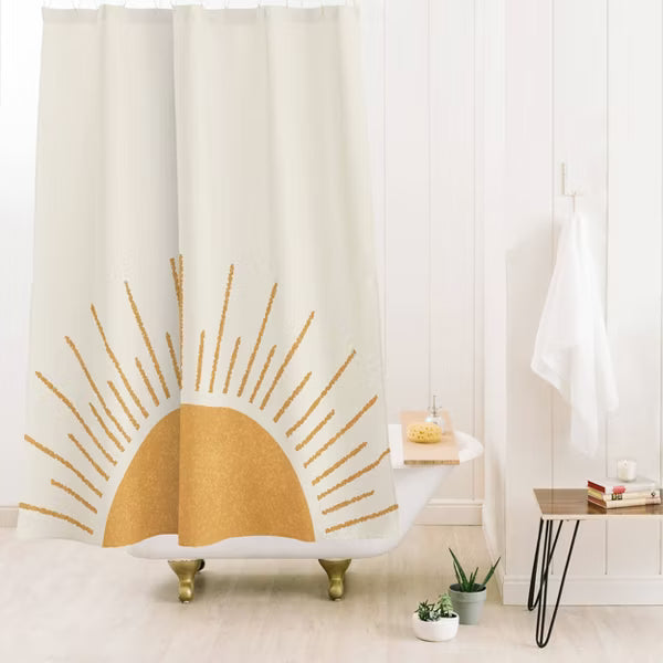 Moonlight Print Sunshine Everywhere Shower Curtain Cream