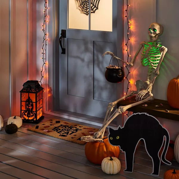 'Trick or Treat' Halloween Coir Doormat Orange