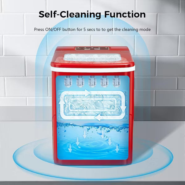 Ice Makers Countertop with Self-Cleaning, Red