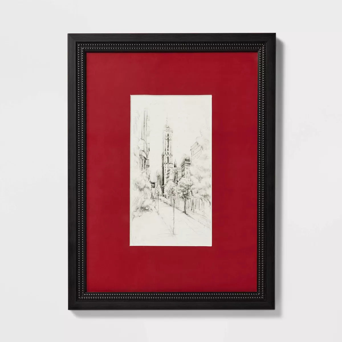 18" x 24" Vintage City Sketch Framed Wall Art SHOWROOM ITEM