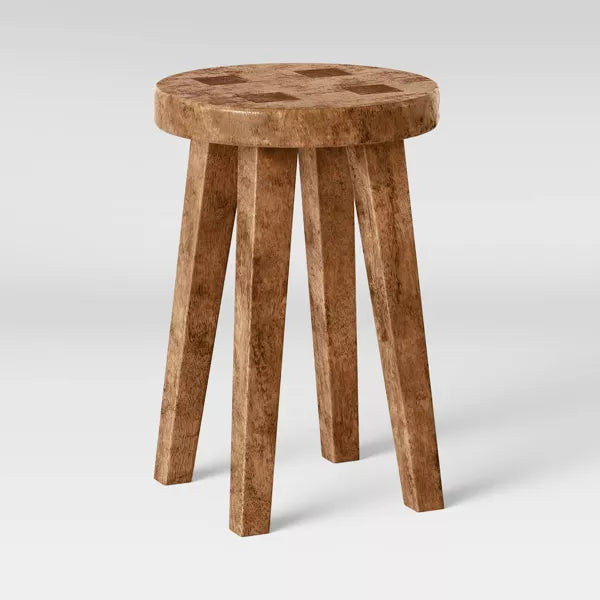 Woodland Carved Wood Accent Table Brown