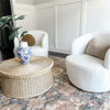 Bella Swivel Barrel Chair,2 Size Soft Touch Upholstered White Teddy Swivel Chair, Armrest 360° Swivel Nursery Chair