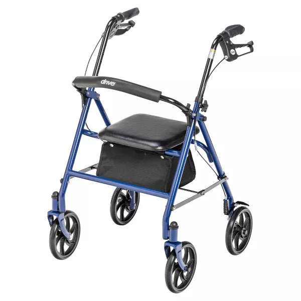 Four Wheel Walker Rollator with Fold Up Removable Back Support, Blue