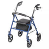 Four Wheel Walker Rollator with Fold Up Removable Back Support, Blue