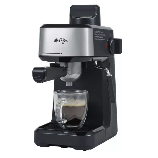 Steam Espresso Maker with Stainless Steel Frothing Pitcher Electric, 8-Cup Capacity, Black