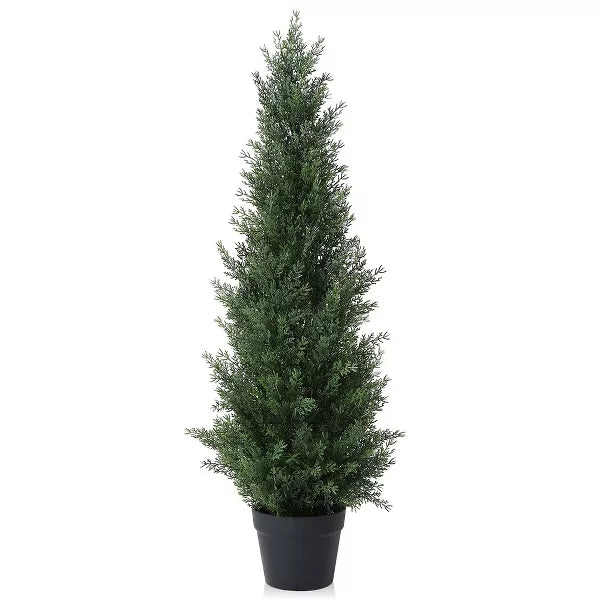 Artificial Cedar Tree Outdoor Artificial Topiary Cedar Plants UV protection Fake Tree Pre Potted Tree for Porch Decor, Perfect Housewarming Gift 1Pack