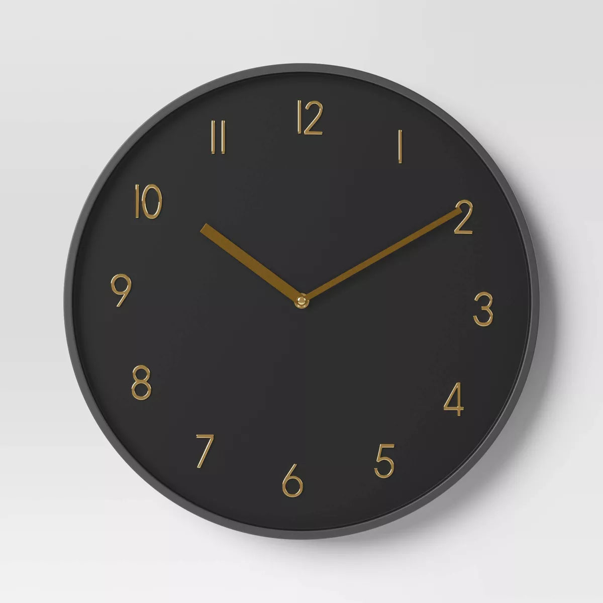Luxe Wall Clock Black/Brass - Sleek Round Design for Home Decor
