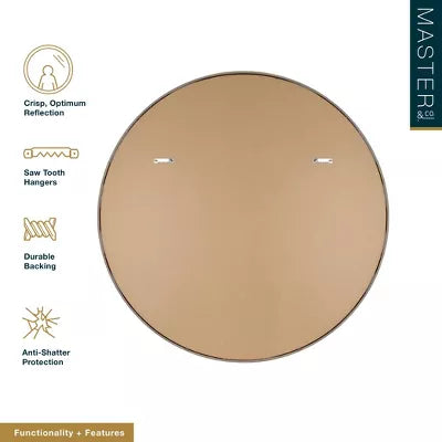 Round Woodgrain Mirror