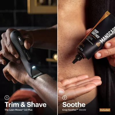 The Lawn Mower Plus Essentials Shaving Kit, SkinSafe Electric Groin and Body Hair Trimmer, Men's Grooming Gift Set
