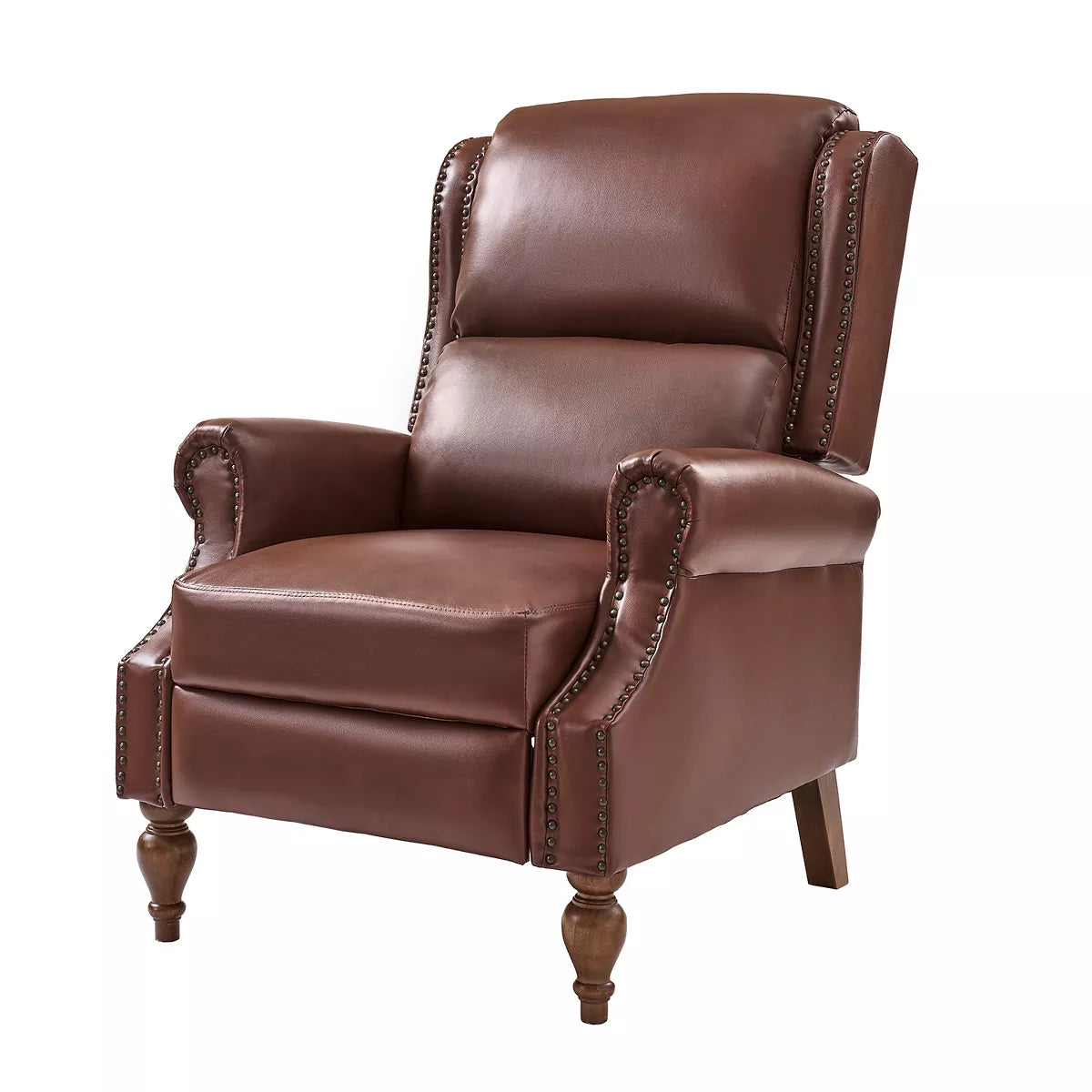 Yanik Vegan Leather Manual Recliner with Nailheads Wingback