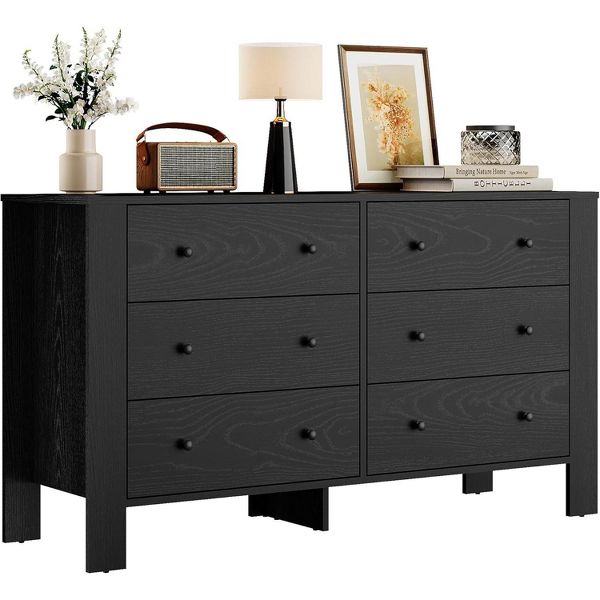 6-Drawer Double Dresser, Modern Wooden Storage Organizer