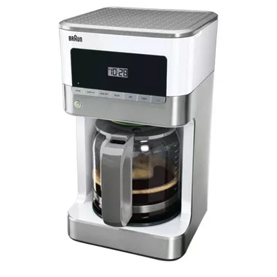 12-cup Drip Coffee Maker - Stainless Steel/White: Automatic Shut-Off, Glass Carafe