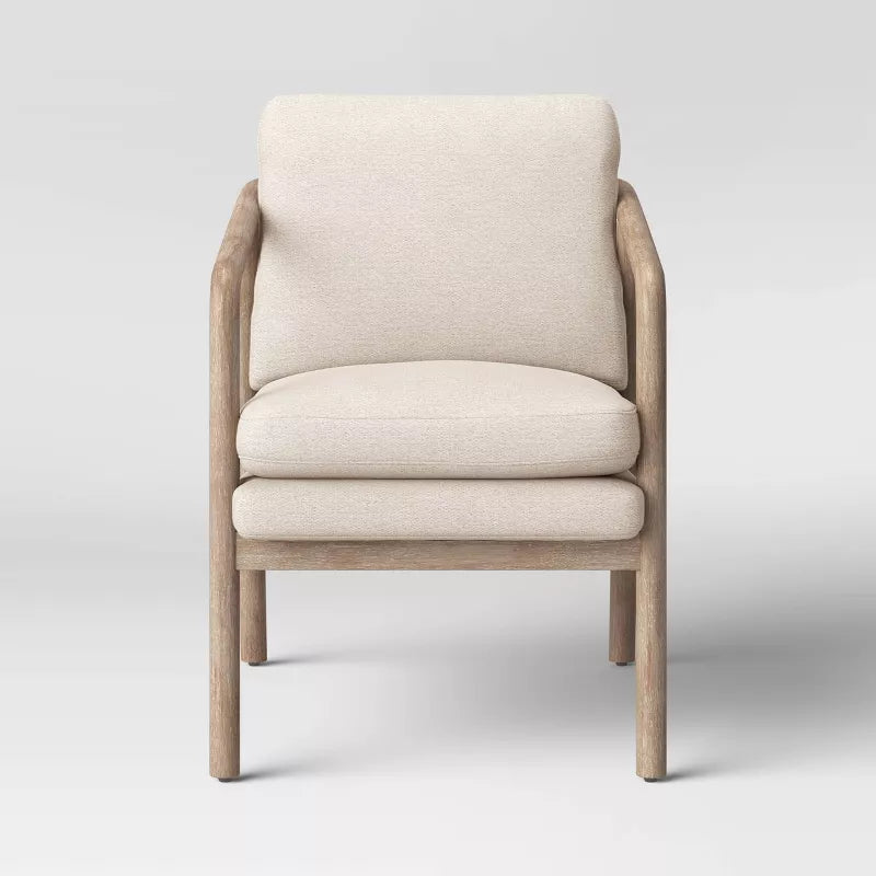 Tufeld Wood Armchair Beige - Modern Accent Furniture, No Assembly Required