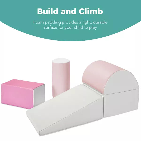 5-Piece Kids Climb & Crawl Soft Foam Block Playset Structures for Child Development