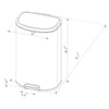 D Shape Step Trash Can - Stainless Steel, 13 Gallon, Kitchen Garbage Can, Smooth Finish, Indoor Use