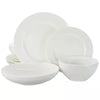 Elite Gracious Dining 16pc Bone China Double Bowl Dinnerware Set in White