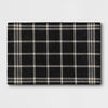 2'x3' Indoor/Outdoor Woven Tapestry Rug Black - Front Door Layering Mat, Check Pattern, Flat Pile